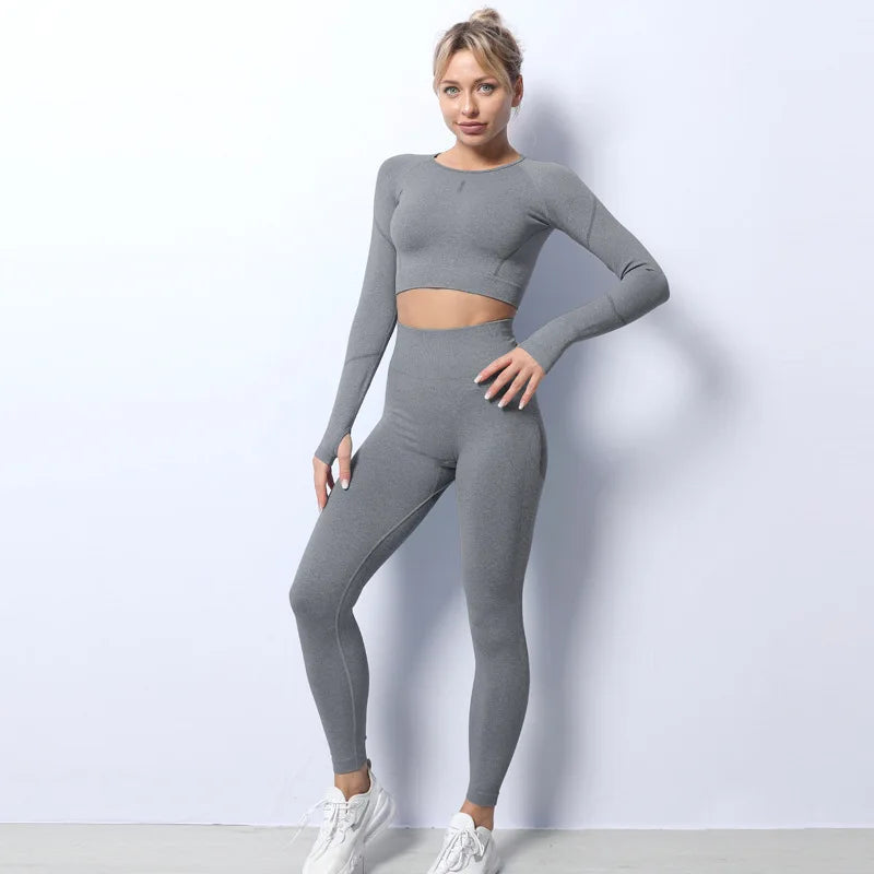 Workout 2 Piece Workout Crop Top Set Clothing Womens Fitness Apparel Sports Set Women Yoga Set Gym Wear