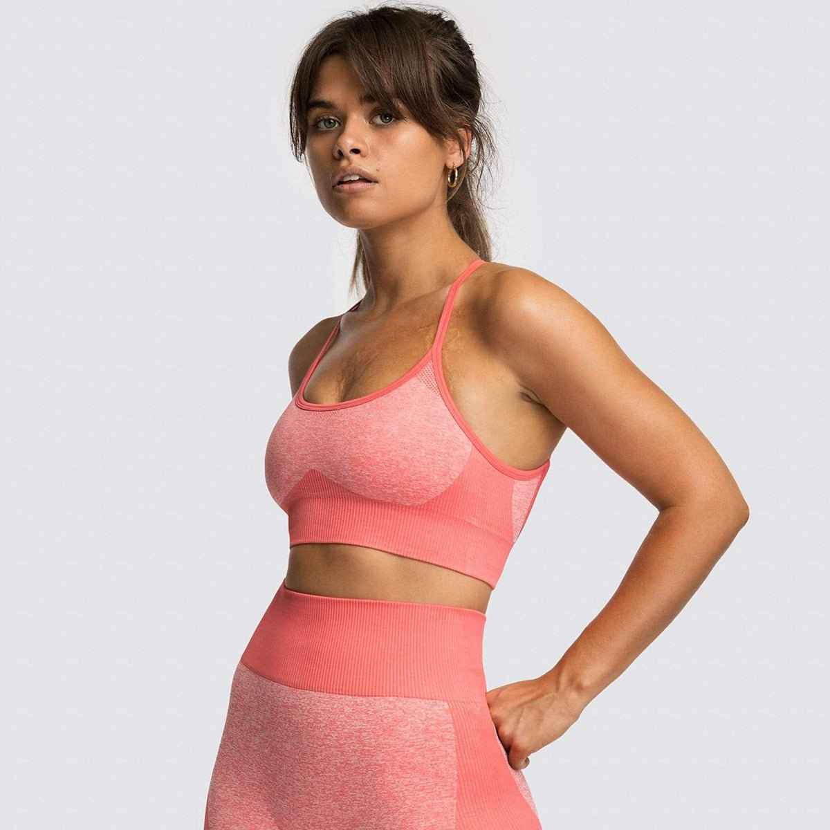 2 Piece Set Seamless Gym Wear Leggings for Women with Breathable Yoga Bra - High Quality Activewear