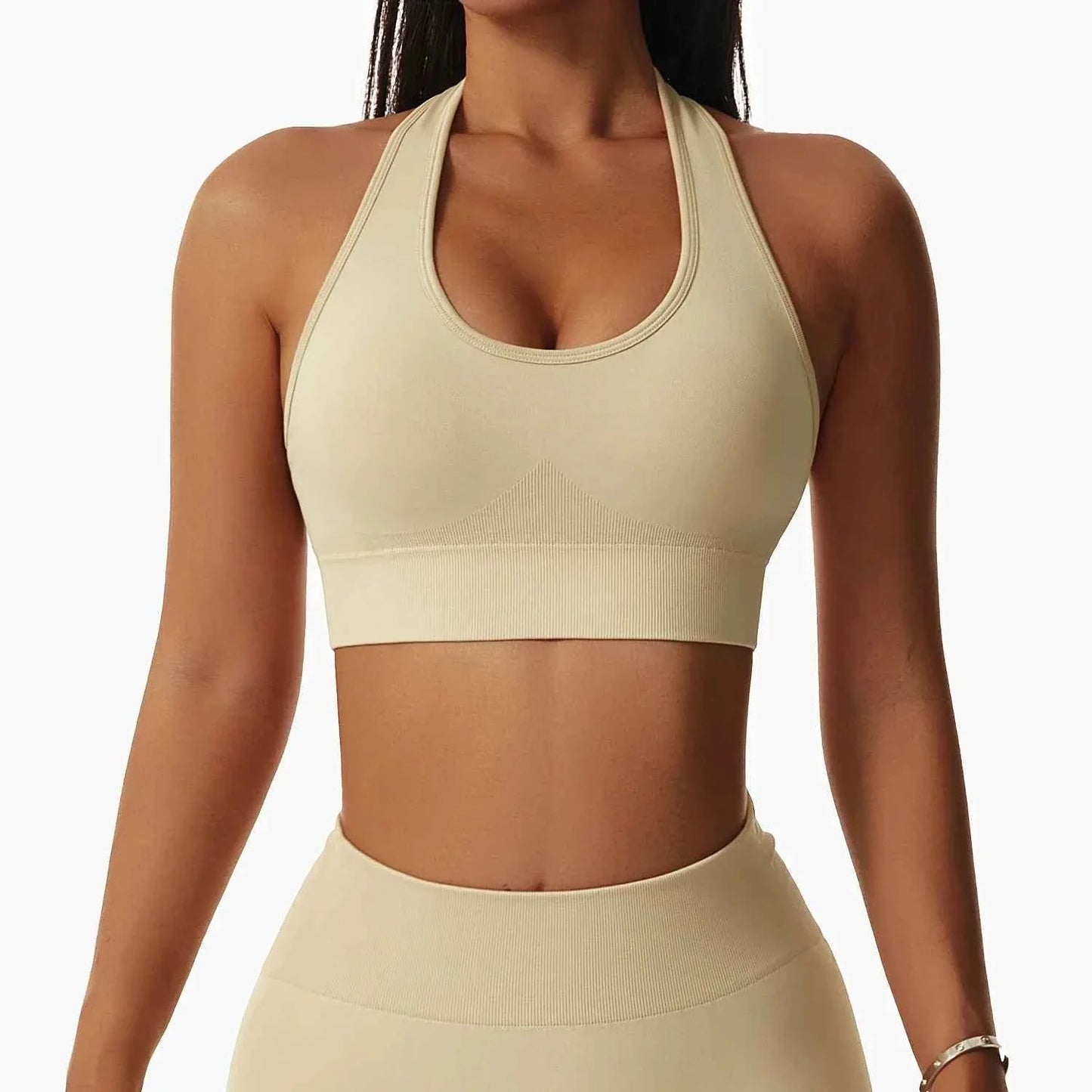 Leggings Yoga Set for Women - Seamless Bra Top and Scrunch Leggings Fitness Sport Suit