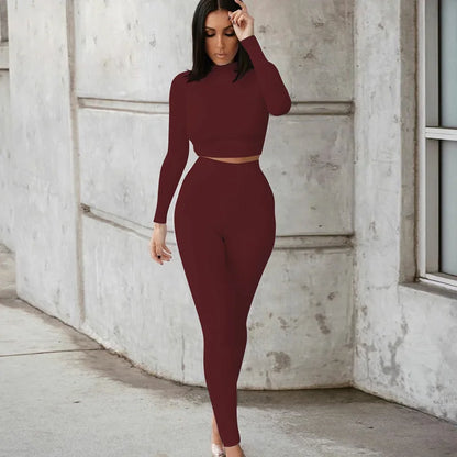 2021 New arrivals 18 color fashion casual sports fitness  crop top yoga two piece set women sportswear fitness other sportswear