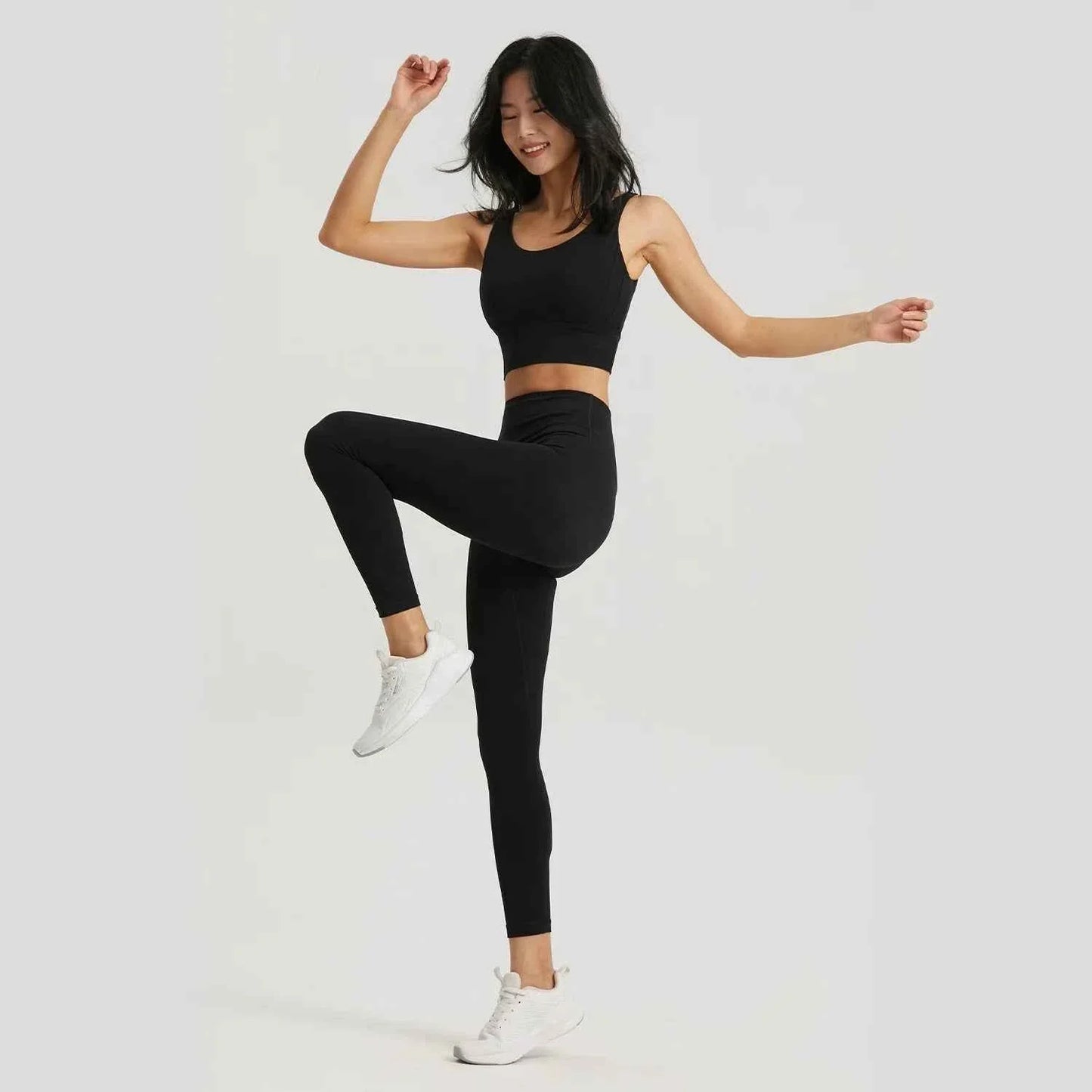 Gym Outfit High Waist Yoga Leggings for Women with Phone Pockets & U Back Sports Bra Set