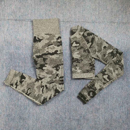 3PCS Camouflage Yoga Set for Women Seamless Fitness Yoga Bra Sports Bra High Waist GYM Camo leggings Pants Fitness Suits Workout
