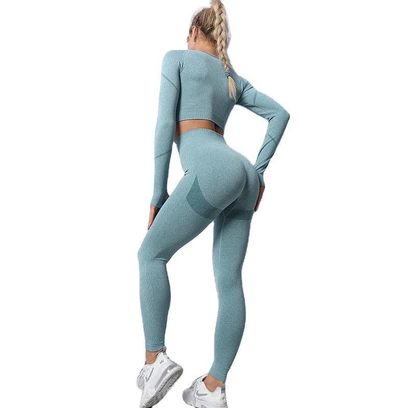 Workout 2 Piece Workout Crop Top Set Clothing Womens Fitness Apparel Sports Set Women Yoga Set Gym Wear