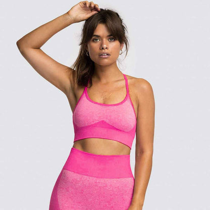 2 Piece Set Seamless Gym Wear Leggings for Women with Breathable Yoga Bra - High Quality Activewear