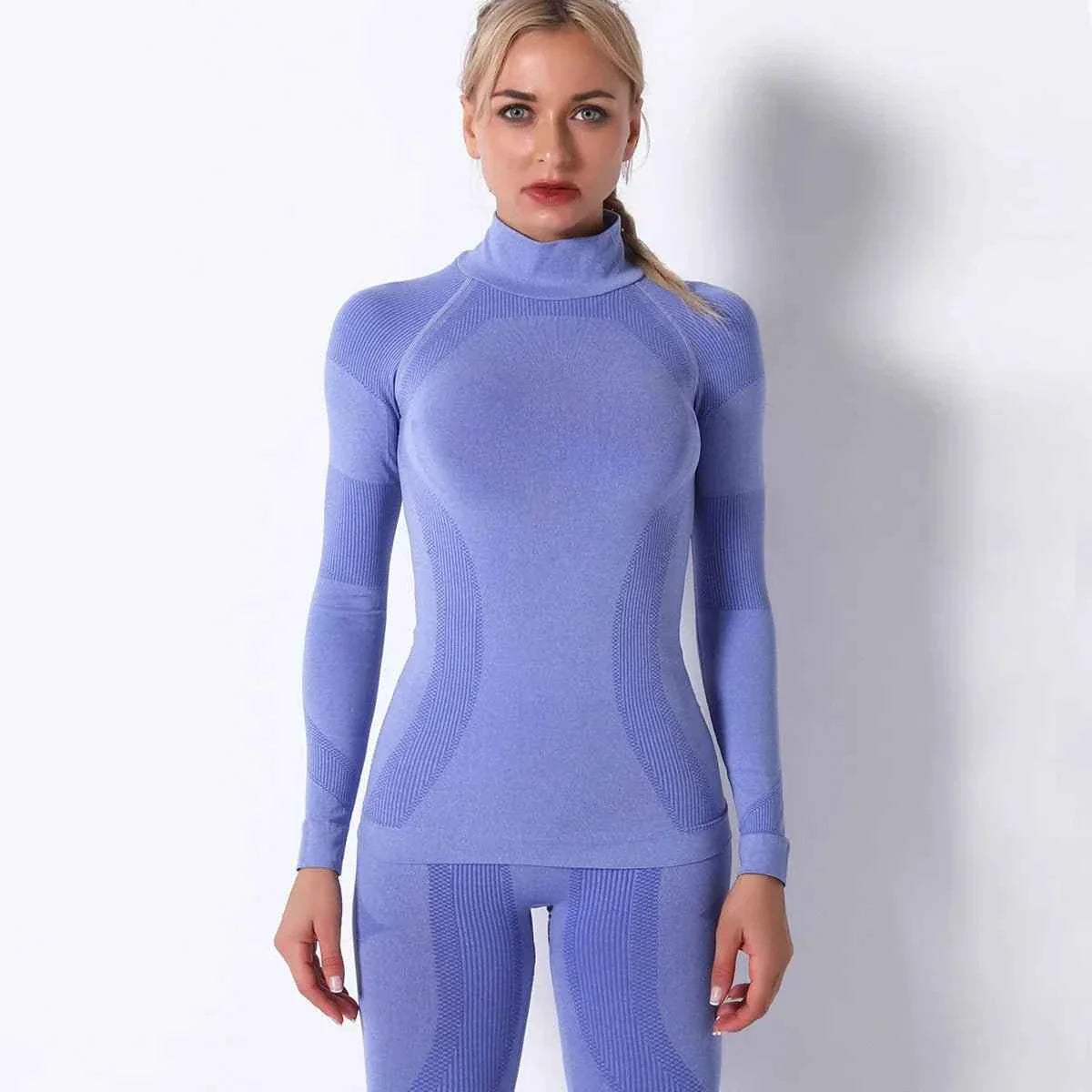 Seamless activewear Sports Stripe Long Sleeve Yoga Top - Quick-Drying Fitness Wear