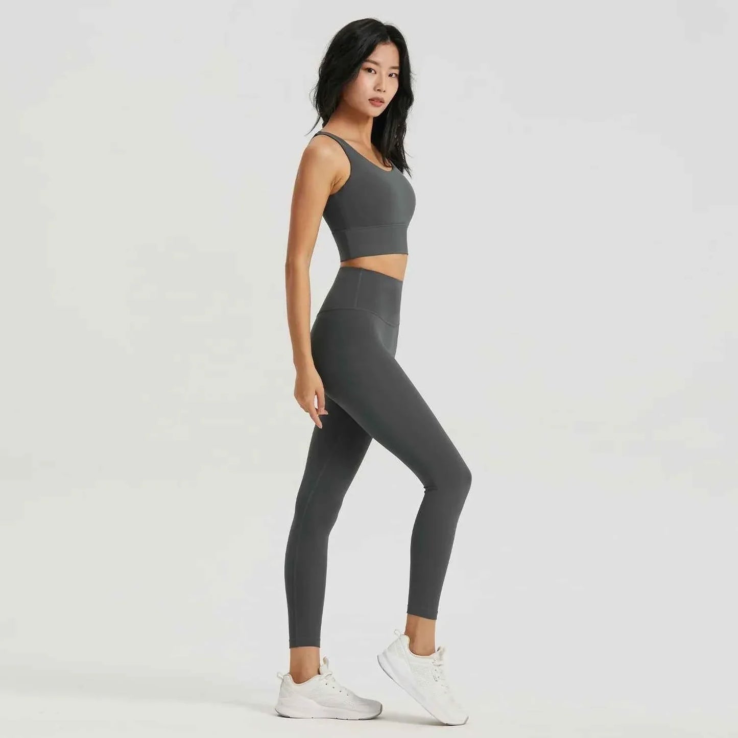 Gym Outfit High Waist Yoga Leggings for Women with Phone Pockets & U Back Sports Bra Set