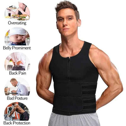 Men Waist Trainer Tank Tops Shapewear Slimming Body Shaper Compression Shirt Underwear for Weight Loss Workout Sauna Sweat Vest