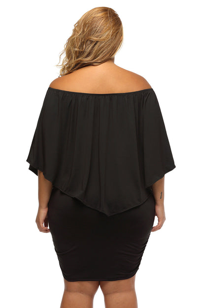 Multi-way Layered Ruffle Black Mini Plus Size Party Dress