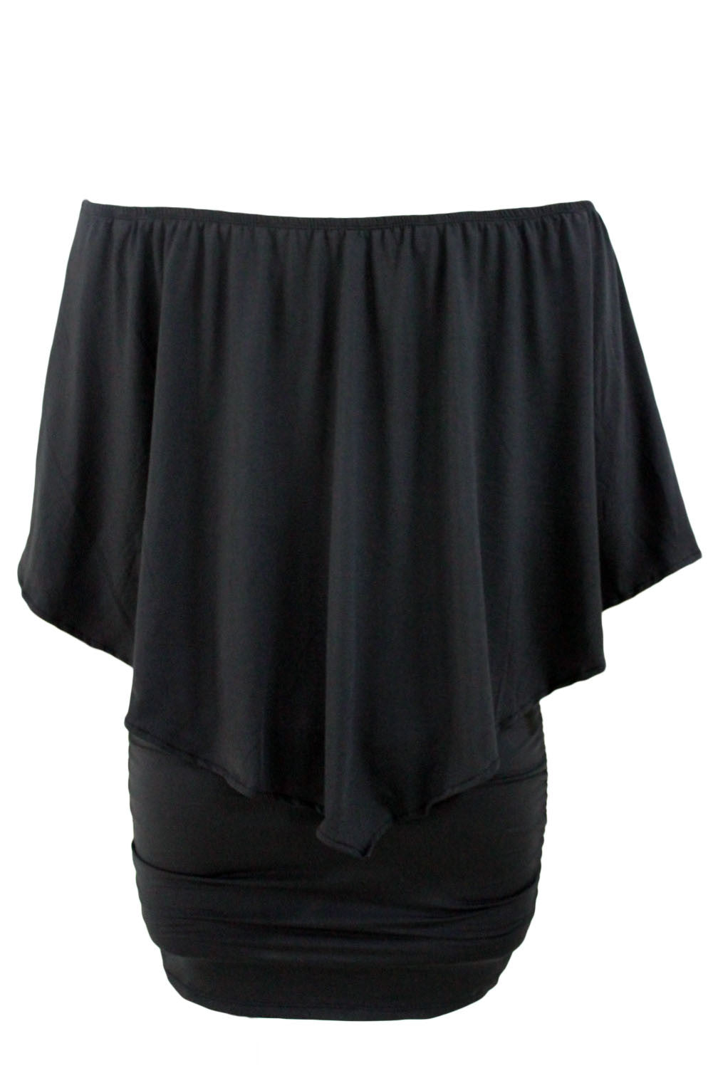Multi-way Layered Ruffle Black Mini Plus Size Party Dress