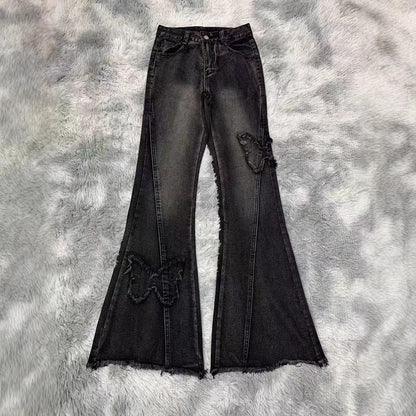 Fashion Elastic Plus Size Women's Denim Flared Pants