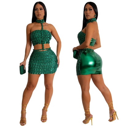 Fashion Tube Top Package Hip Skirt