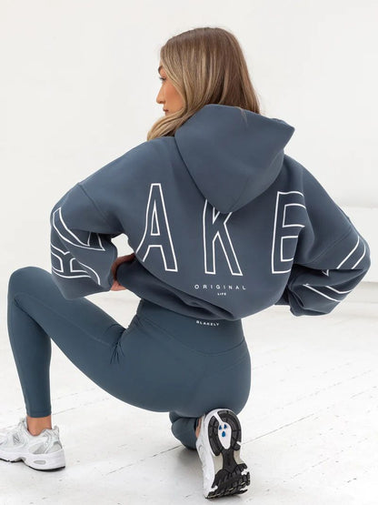 Fashionable printed thick versatile long sleeved loose hooded hip-hop hoodie