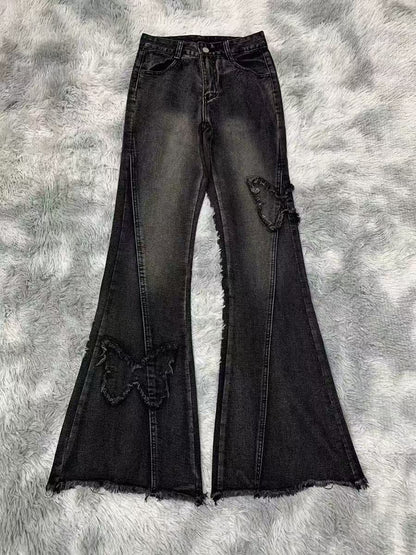 Fashion Elastic Plus Size Women's Denim Flared Pants