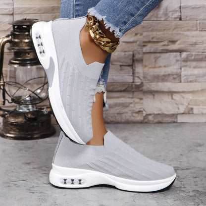 Plus Size Flying Woven Breathable Sports Shoes Women