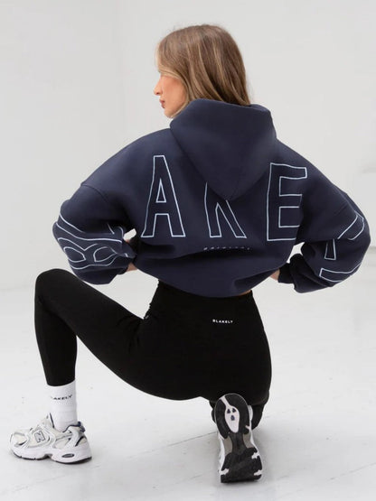 Fashionable printed thick versatile long sleeved loose hooded hip-hop hoodie
