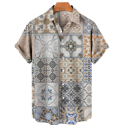 Men’s Summer Vintage V-Neck Shirt – Lightweight Casual Tee