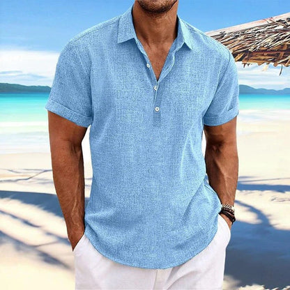 Men’s Business Casual Shirt with Lapel Collar – Smart Slim Short Sleeve
