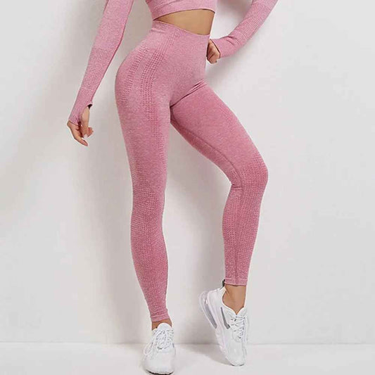 Seamless High Waist Yoga Pants with Energy Dotted Pattern