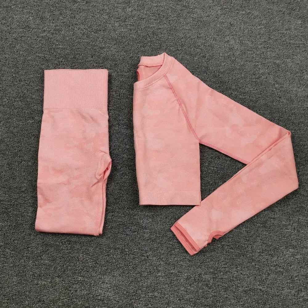 3PCS Camouflage Yoga Set for Women Seamless Fitness Yoga Bra Sports Bra High Waist GYM Camo leggings Pants Fitness Suits Workout