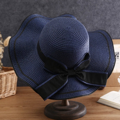 Summer Sun Straw Sunshade Panama  Fashion Bow Beach Hats