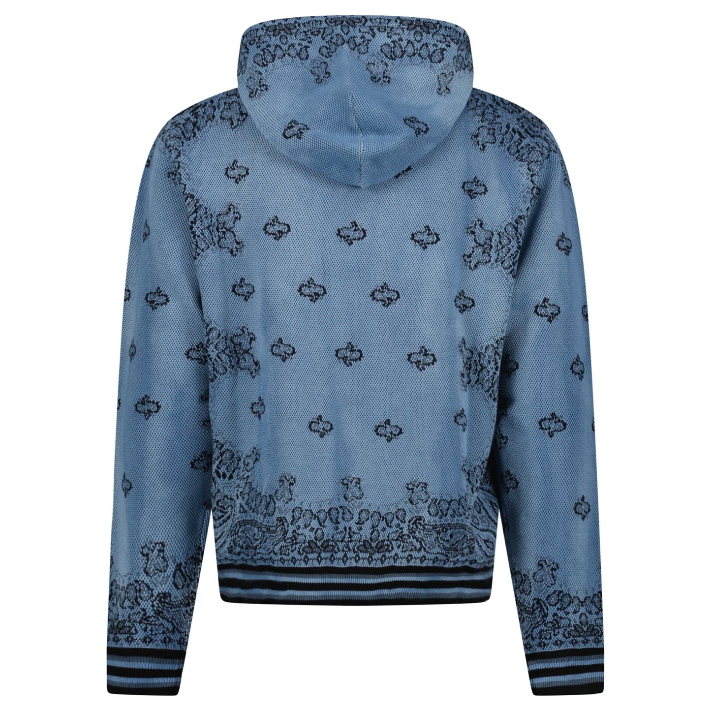 Amiri Bandana Knitted Basketball Hoodie in Blue