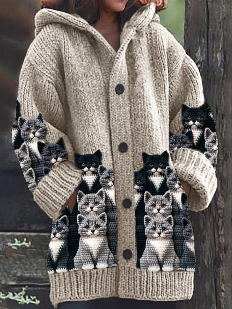 Animal Print 3D Effect Casual Hooded Cape Coat for Women in Sizes S to 5XL – Fun & Stylish