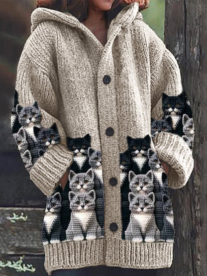 Animal Print 3D Effect Casual Hooded Cape Coat for Women in Sizes S to 5XL – Fun & Stylish