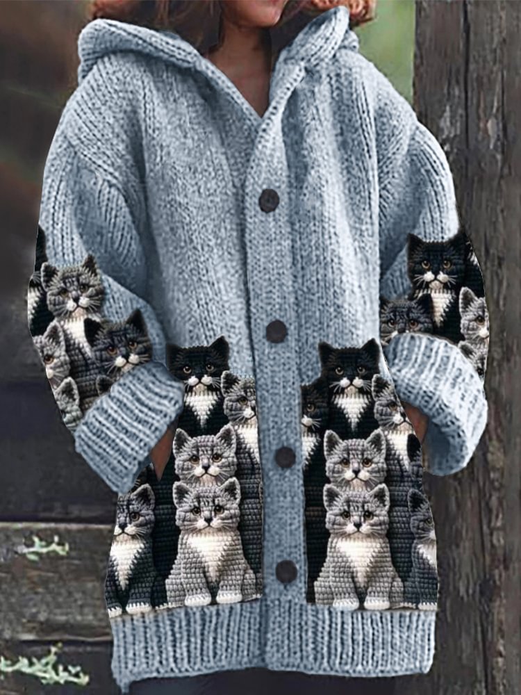 Animal Print 3D Effect Casual Hooded Cape Coat for Women in Sizes S to 5XL – Fun & Stylish