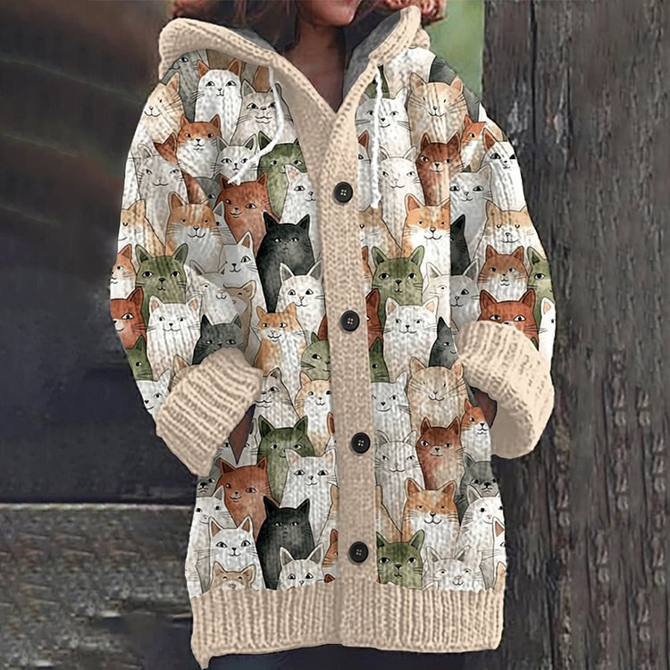 Animal Print 3D Effect Casual Hooded Cape Coat for Women in Sizes S to 5XL – Fun & Stylish