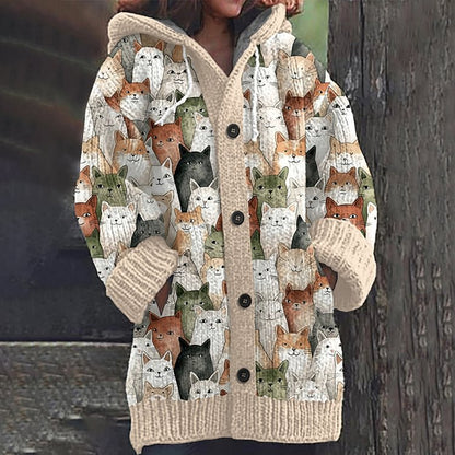 Animal Print 3D Effect Casual Hooded Cape Coat for Women in Sizes S to 5XL – Fun & Stylish