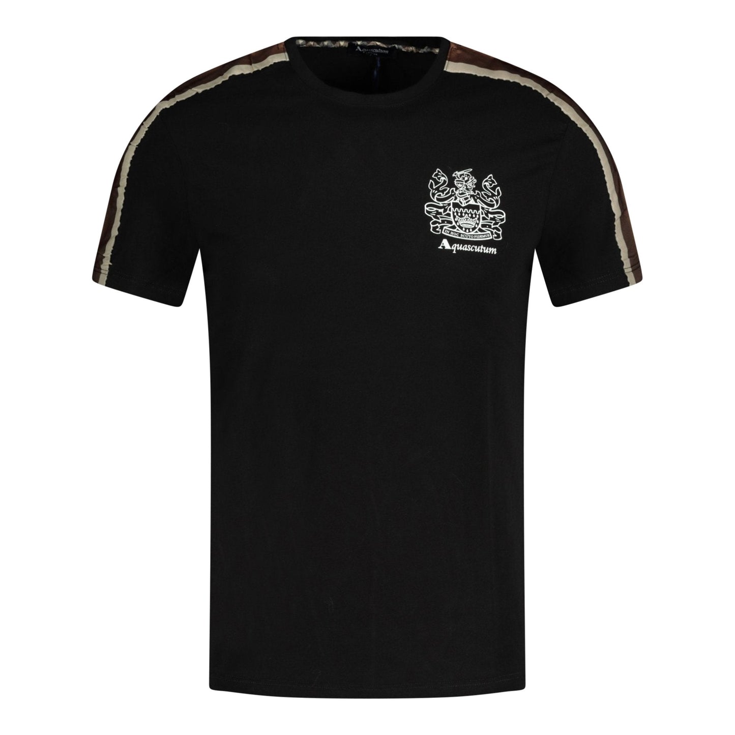 Aquascutum Check Stripe T-Shirt Black