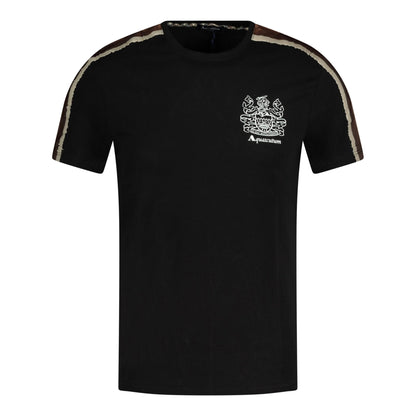 Aquascutum Check Stripe T-Shirt Black