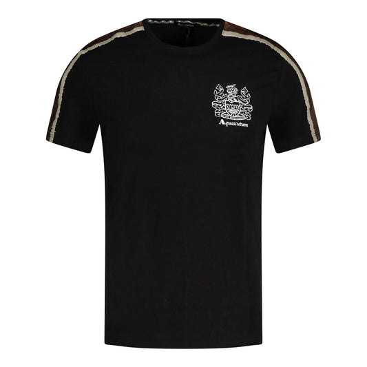 Aquascutum Check Stripe T-Shirt Black
