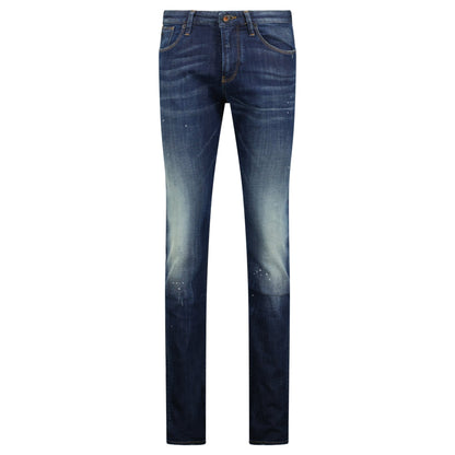 Emporio Armani J06 Slim Fit 5 Pocket Paint Splatter Jeans Blue