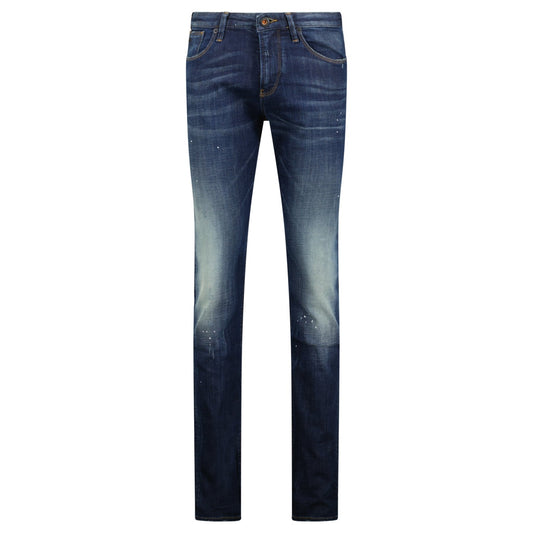 Emporio Armani J06 Slim Fit 5 Pocket Paint Splatter Jeans Blue