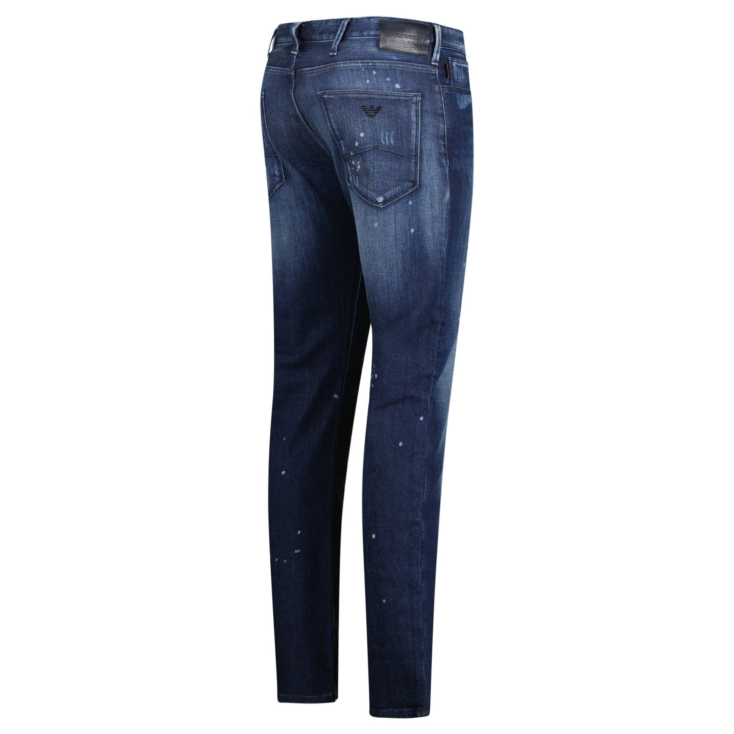Emporio Armani J06 Slim Fit 5 Pocket Patch Paint Splatter Jeans Blue