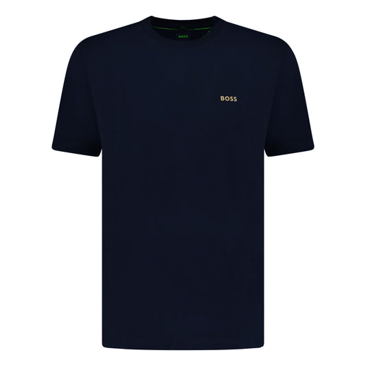 Hugo Boss Active Gold Logo-Print T-Shirt Navy