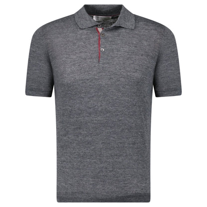 Brunello Cucinelli 3 Button Polo-Shirt Grey