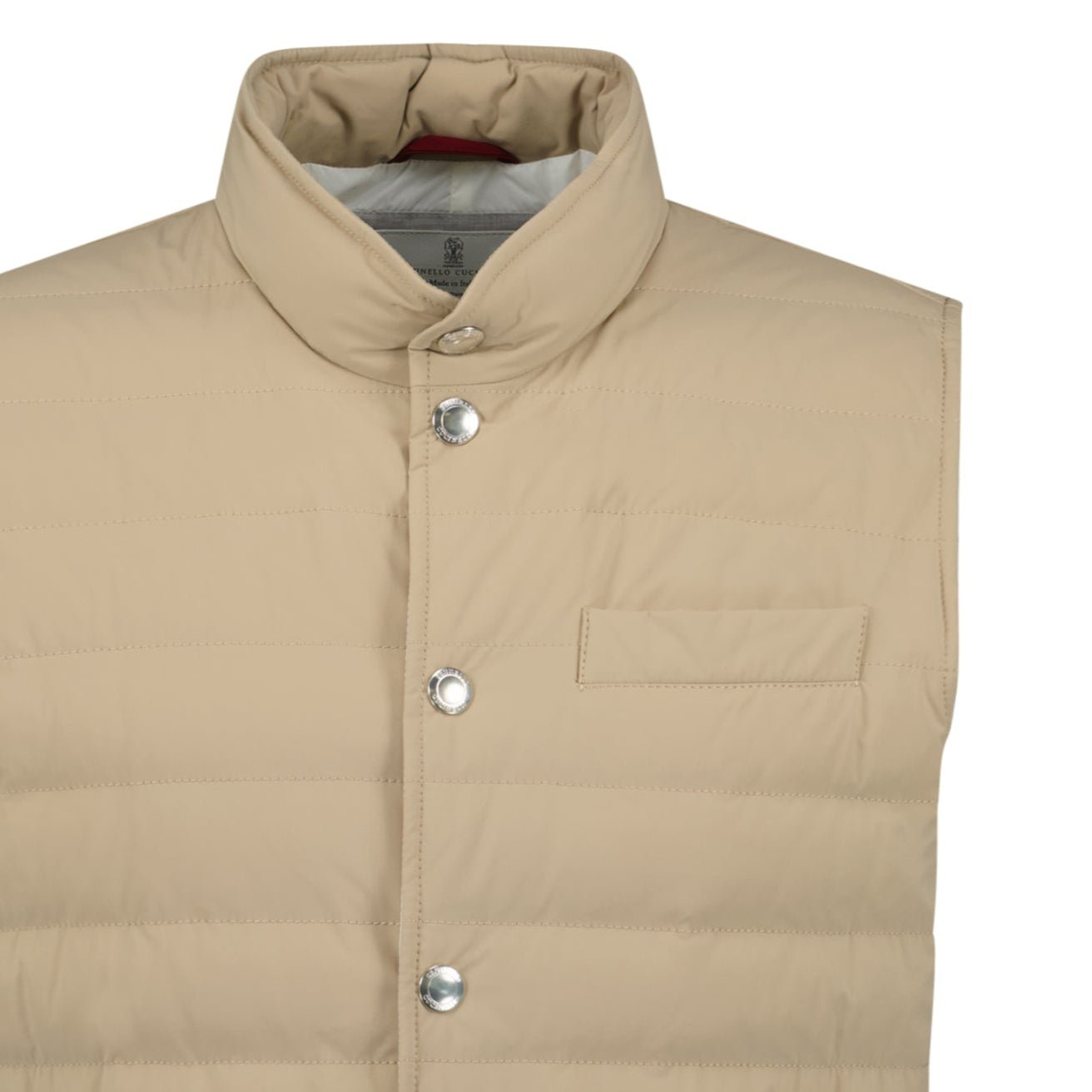Brunello Cucinelli Button-Up Down Gilet Beige