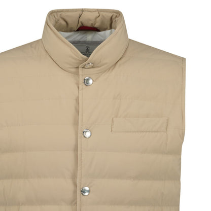 Brunello Cucinelli Button-Up Down Gilet Beige