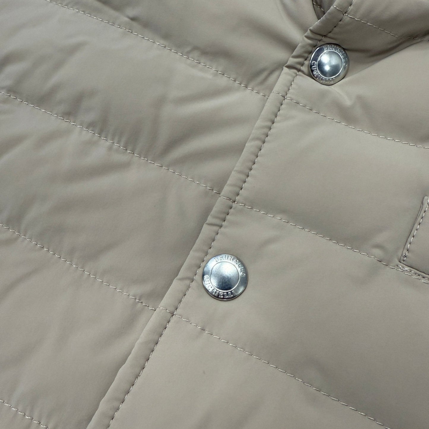 Brunello Cucinelli Button-Up Down Gilet Beige