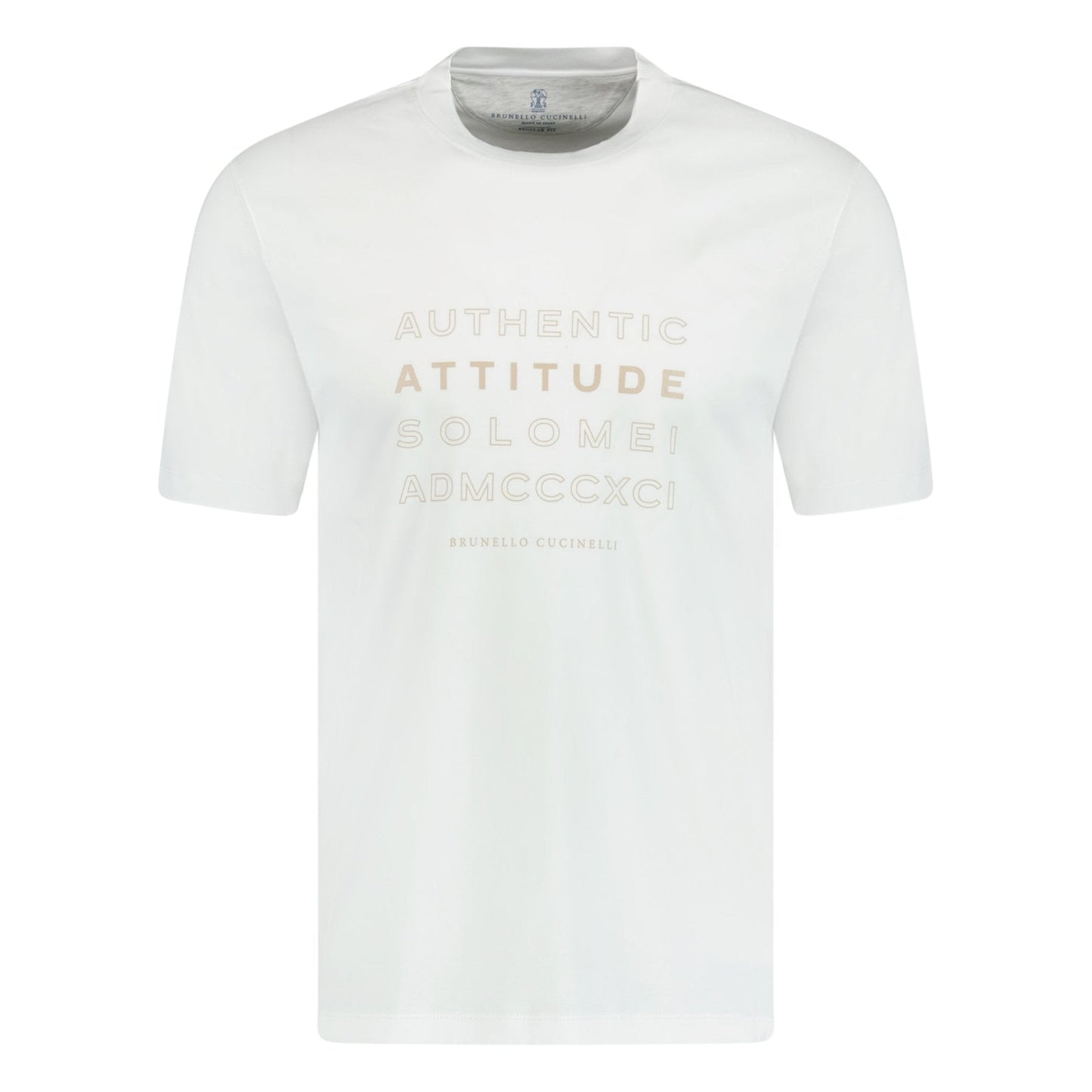 Brunello Cucinelli Crew Neck 'Attitude' T-Shirt White & Beige