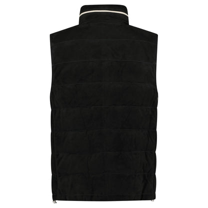Brunello Cucinelli Quilted Zip-Up Suede & Down Gilet Black