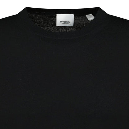 Burberry 'Bempton' Embroidery Check Elbow Wool Jumper Black