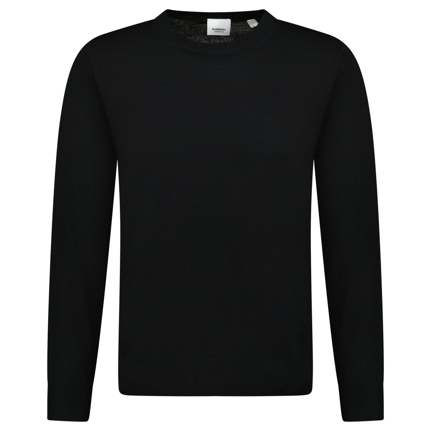 Burberry 'Bempton' Embroidery Check Elbow Wool Jumper Black