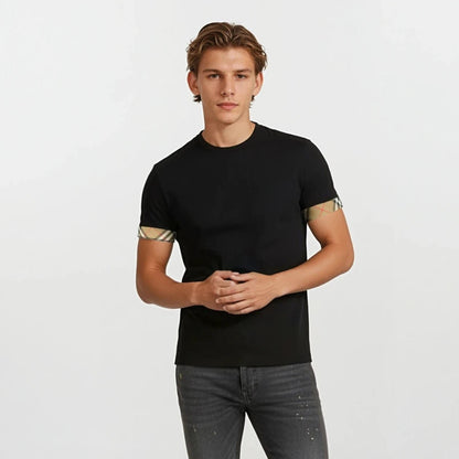 Burberry 'Ellison' Organic Cotton Check Sleeve Black
