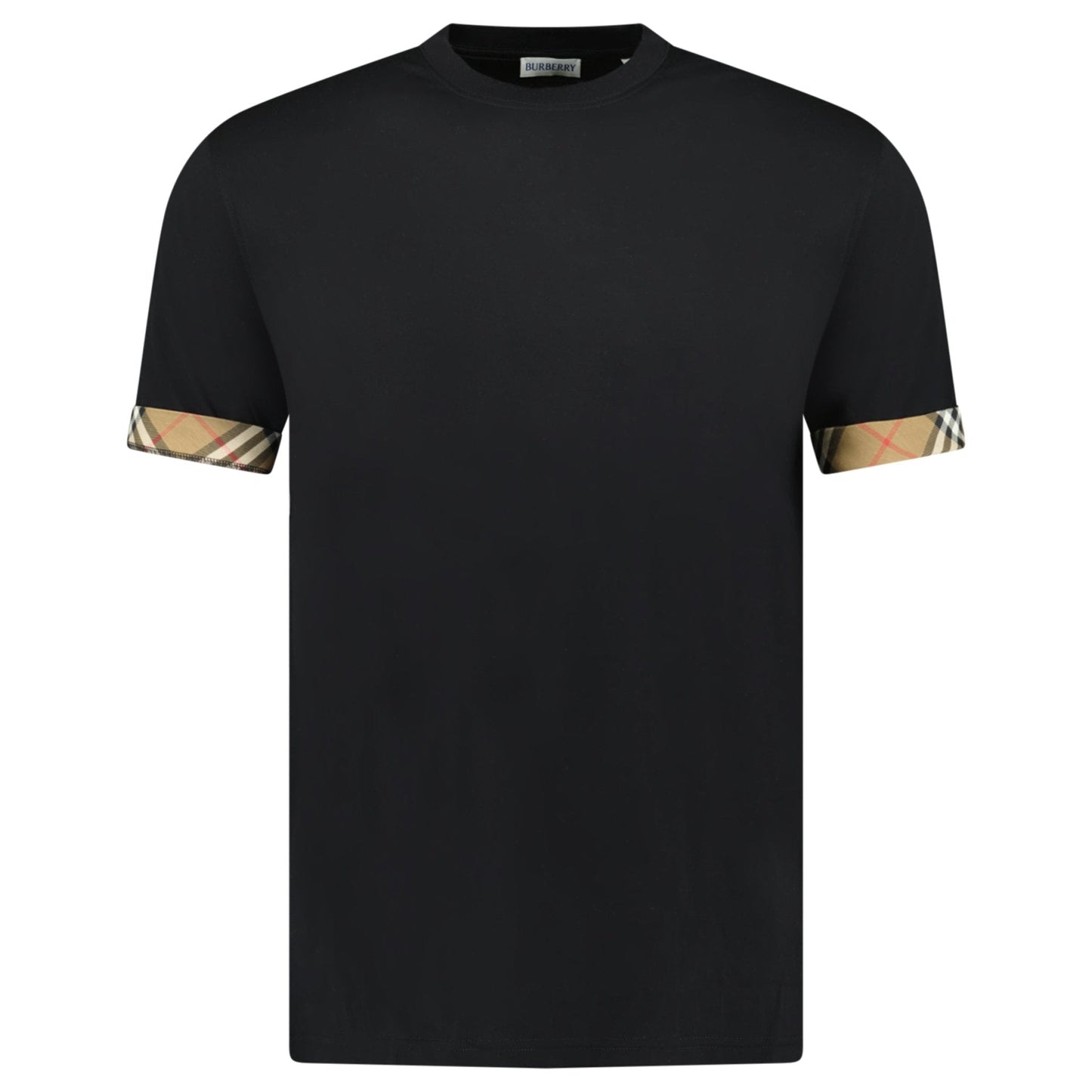 Burberry 'Ellison' Organic Cotton Check Sleeve Black
