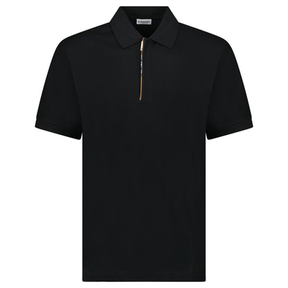 Burberry 'Hartford' Check Placket Zip Polo Black