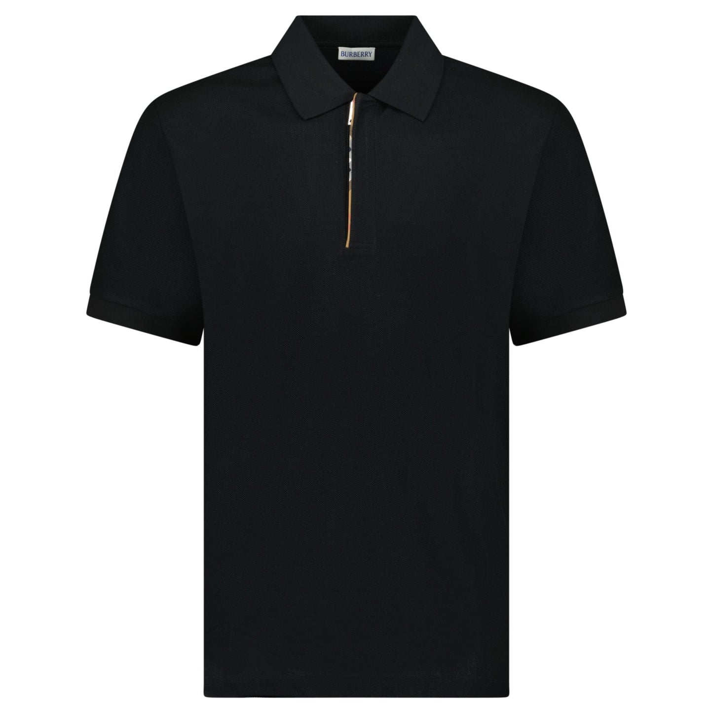 Burberry 'Hartford' Check Placket Zip Polo Black