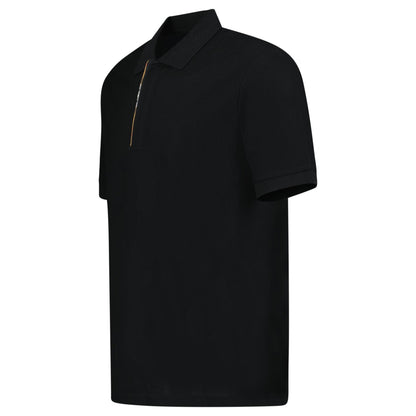 Burberry 'Hartford' Check Placket Zip Polo Black